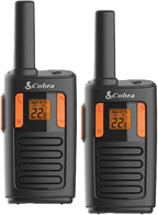Cobra RX180 Walkie Talkies (2-Pack) – Lightweight, Easy-to-Use Compact Two Way Radios Long Range, 22 Preset Channels, NOAA Weather Alerts, VOX Feature, LED Flashlight (Orange/Black)