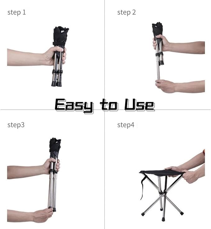 Ultra-Lightweight Stainless Steel Folding Camping Stool - Compact Portable Backpacking Stool with Carry Bag Supports 240 lbs 12.6” Folded Size for Hiking Travel Outdoor Events