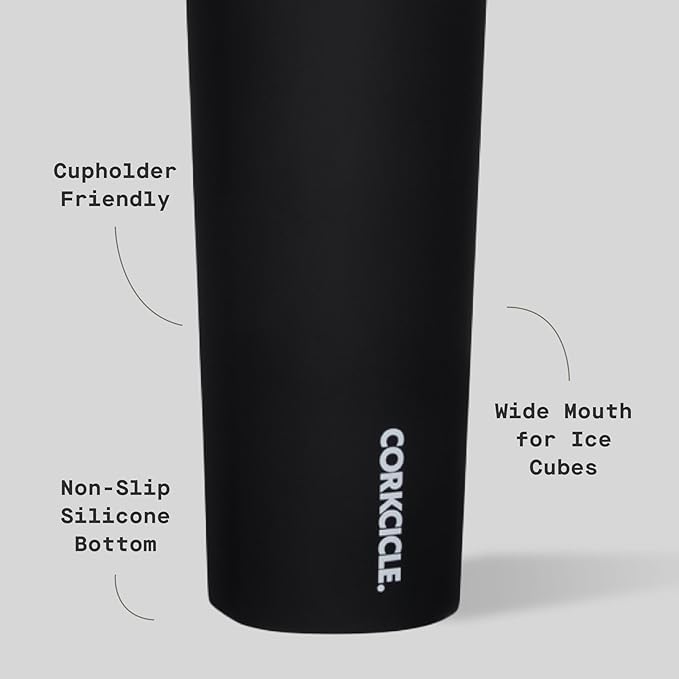 Corkcicle Sport Canteen - Keeps Drinks Cold 25 Hours - Stainless Steel Water Bottle - Triple-Insulated - Spill-Proof - Summer Drinkware Gift - Keeps Drinks Ice Cold - 20 oz - Matte Black