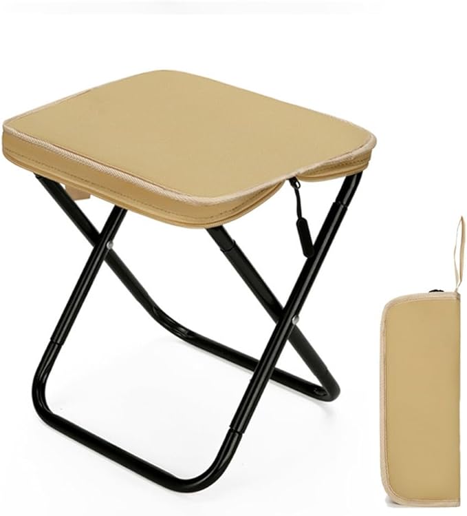 Folding Camping Stools, Portable Collapsible Fishing Stool, Lightweight Compact Foldable Chair for Outdoor Hiking Travel Picnic (Khaki)