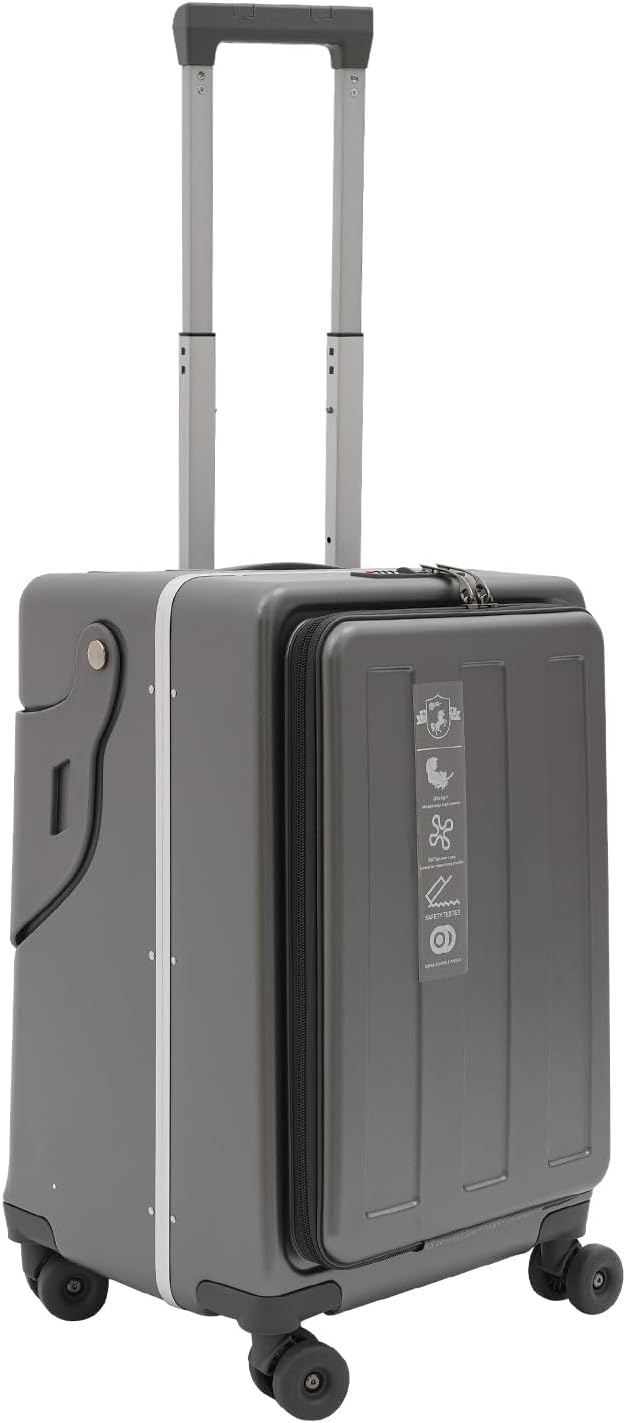 Kids Ride-on Luggage with Foldable Back Rest, 22" Carry On Luggage Travel Trolley Case with Seat for Children, Top Opening Suitcase with Spinner Wheels and Lock (Dark Grey, 22 Inch)