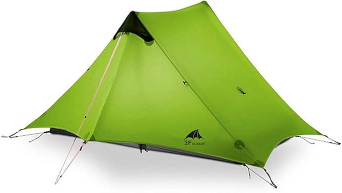 Lanshan 2 Person Tent Hiking Ultralight Camping Tent Professional 15D Silnylon Rodless Trekking Pole Tent Waterproof Backpacking Outdoor for Camping, Bivvy