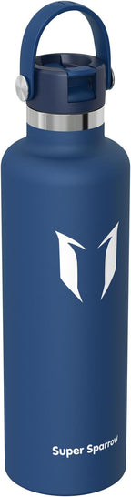 Super Sparrow Insulated Water Bottle - 17 Oz / 25 Oz / 32 Oz - Standard Mouth FlipFlow Flask - BPA Free, Leak Proof Drink Bottle- Ergonomic Straw Water Bottles for Work, Gym, Travel, Sports