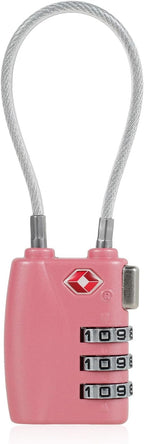 TSA Locks for Luggage TSA Approved Luggage Locks 3 Digit Combination TSA Travel Locks Portable Cable Padlocks Zinc Alloy Body Suitcase Locks for Travel Bag Suitcase Backpack Lockers,Pink