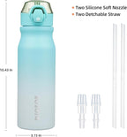 BJPKPK Insulated Water Bottle 25oz Stainless Steel Water Bottles With Straw And Carry Handle Double Wall Metal Thermo,Sea Salt