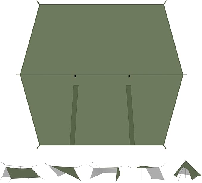 Hammock Rain Fly Tent Tarp Large Ultralight Camping Tarps Waterproof Portable Backpacking Multifunctional Nylon Rain Cover for Outdoor Hiking, Picnic, Hammock, Car, Backpacking,11.5x9.5ft