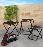 Portable Folding Camping Stool, Lightweight Aluminum Frame, Black Oxford Fabric, 10.2 x 10.2 x 11 inches