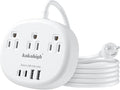 Thailand Power Adapter, Thailand Plug Adapter with 3 American Outlets 4 USB Ports (2 USB-C) Total 24W, Type O Plug Adapter for USA to Thailand, 4FT