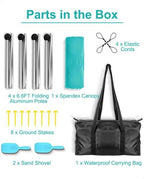 Beach Tent Sun Shelter with 8 Sandbags 10x10ft, Portable Beach Tent Upf50+ UV Protection, Shade Canopy with 4 Stability Poles