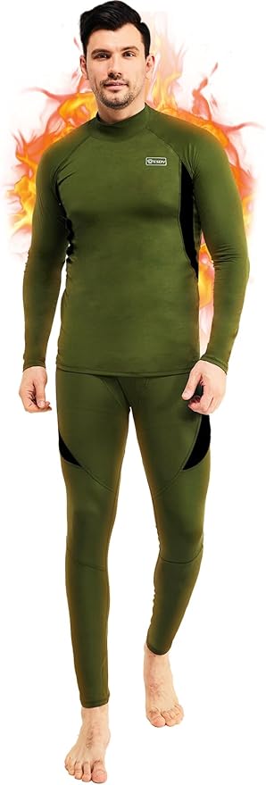 romision Thermal Underwear for Men Long Johns Fleece Lined Hunting Gear Bottom Top Set Base Layer for Cold Weather Gift