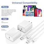 Fast Charger iPhone,10FT iPhone Charger,Long 10Feet Fast Apple Charger USB C to Lightning Cable Cord 2Pack Type C Wall Charger Box Block Plug for iPhone 14/14 Pro Max/14 Plus/13/13 Mini/12/11/X/XR/SE