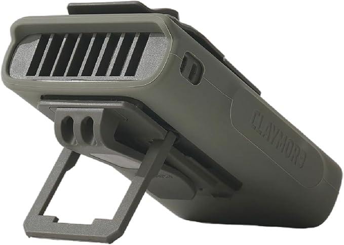 Claymore Clip Fan Khaki – Portable Rechargeable Fan with 5200mAh Battery, 5-Speed Quiet BLDC Motor, Hands-Free Clip Design with Neck Strap, USB-C Charging – Ideal for Camping, Hiking, Outdoor Use