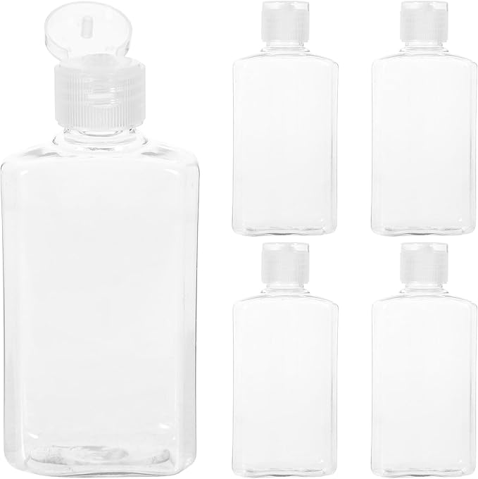 Toyvian 5pcs 100ml Flat Travel Bottles Refillable Lotion Squeeze Containers Plastic Toiletries Bottles for Travel Shampoo and Moisturizer
