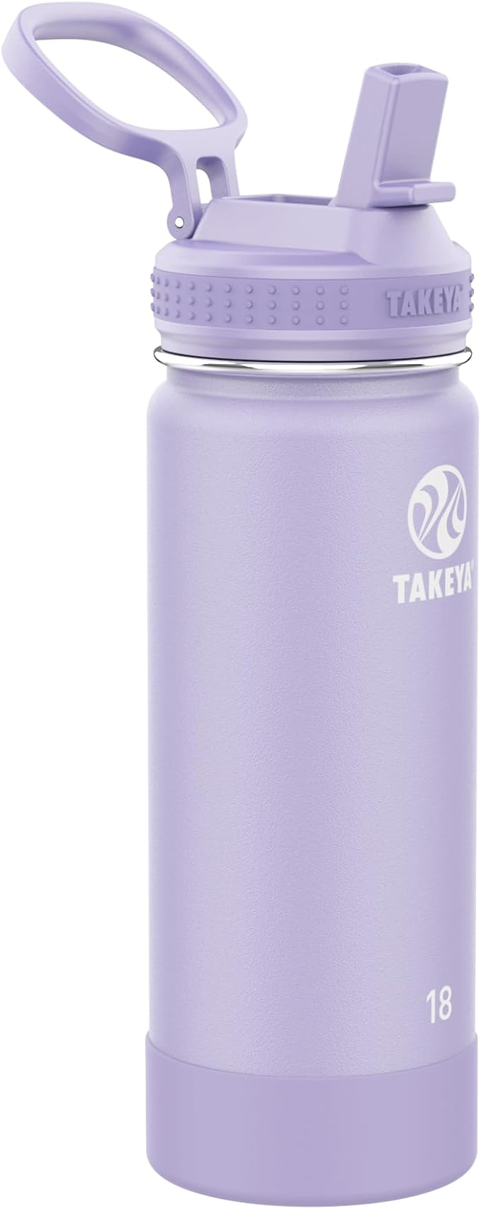 Takeya Actives Water Bottle with Straw Lid - Insulated Stainless Steel Water Bottle with Straw Lid - Dishwasher Safe Bottle & Lid - Durable Water Bottle with Easy Carry Lid - 18 oz, Lavender Fields