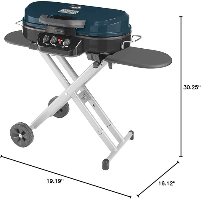 Coleman RoadTrip 285 Portable Stand-Up Propane Grill with 3 Adjustable Burners & Instastart Ignition, 20,000 BTUs of Power for Outdoor Cooking, Camping, Tailgating, Grilling, BBQs, & More