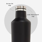 Corkcicle Classic Canteen Insulated Water Bottle - Stainless Steel Reusable Tumbler - Triple Insulated - Keeps Drinks Cold 25 Hours or Hot 12 Hours - Cupholder Friendly - Black - 25 oz