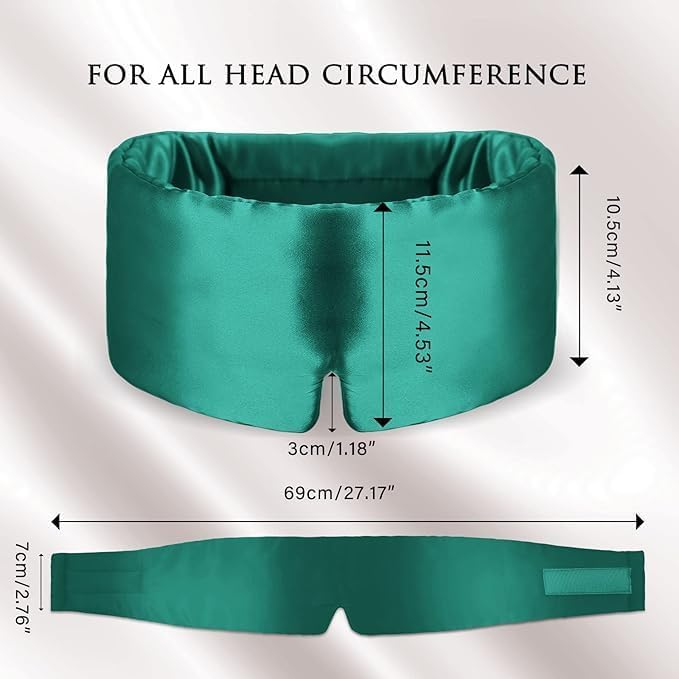 Mulberry Silk Sleep Mask – 100% Silk Sleep Masks for Women, Anti-Wrinkle, Light Blocking Eye Cover, Adjustable for Travel & Beauty (Green)