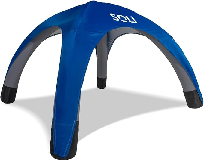 SOLI Inflatable Shade Air Canopy - Quick Self-Inflating Sun Shelter with Air Pump, UPF 50+ Sun Protection, Travel-Friendly, Stable Anchors for Beach, Camping & Backyard Use (Ultra Marine Blue) - 10 ft
