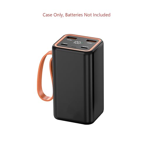 Portable Black DIY Power Bank Case with LCD Display 4 Slots 21700 Battery Charger Shell Box Fast Charging Power Bank Accessory