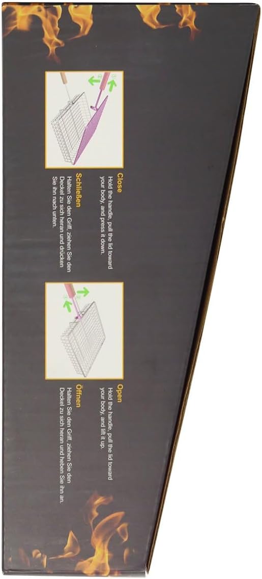 Grill Basket Set, Removable Wooden Handle, 304 Stainless Steel, Rolling BBQ Tools, Smoker Grilling Accessories for Vegetable Fish, Outdoor Cooking Camping, Birthday Gifts for Men Dad Husband