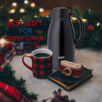 GiNT Stainless Steel Thermal Coffee Carafe, Double Walled Vacuum Water and Beverage Dispenser, 12 Hour Heat Retention, 65 OZ /1.9 Liter Black