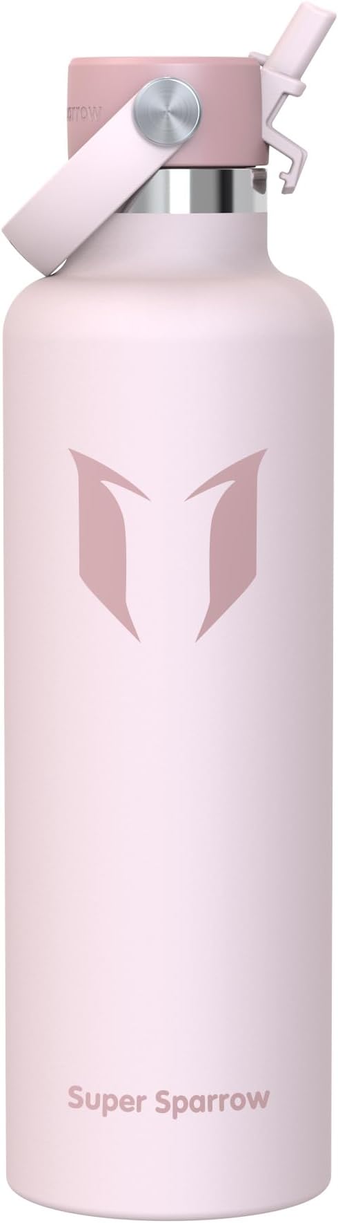 Super Sparrow Insulated Water Bottle - 17 Oz / 25 Oz / 32 Oz - Standard Mouth FlipFlow Flask - BPA Free, Leak Proof Drink Bottle- Ergonomic Straw Water Bottles for Work, Gym, Travel, Sports
