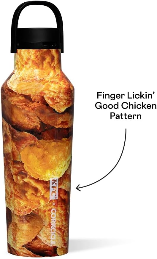 Corkcicle KFC x Sport Canteen - Insulated Stainless Steel Water Bottle - Compact & Travel-Friendly - Durable - Dishwasher Safe - BPA Free - Wide Mouth - Non-Slip Silicone Base - 20 oz - KFC Chicken
