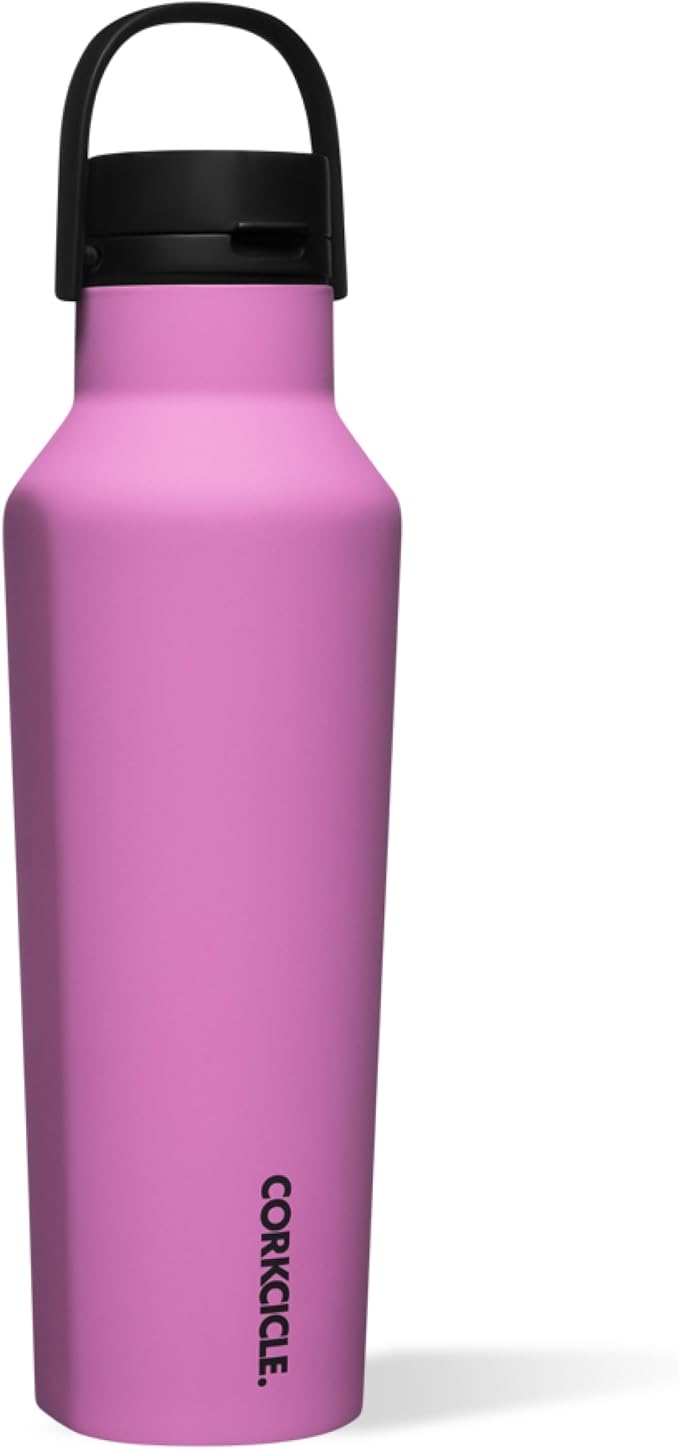 Corkcicle Sport Canteen - Keeps Drinks Cold 25 Hours - Stainless Steel Water Bottle - Triple-Insulated - Spill-Proof - Summer Drinkware Gift - Keeps Drinks Ice Cold - 20 oz - Fuchsia