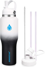 SENDESTAR SENDESTAR 40oz Stainless Steel Water Bottle(Cold for 48 Hrs, Hot for 24 Hrs),Double Wall Vacuum Insulated Bottle with Straw Lid, Spout Lid and Flex Cap, Fit in Any Car Cup Holder
