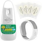 PARAKITO Mosquito, Insect & Bug Spray Bundle - Includes Spray, White Wristband & 4 Refills | DEET Free, Citronella Essential Oils, Perfect for Camping, Hiking, Travel Outdoor Activities