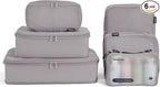 6 Set Compression Packing Cubes for Travel, Large Medium Small Luggage Organizers (Misty Silver)