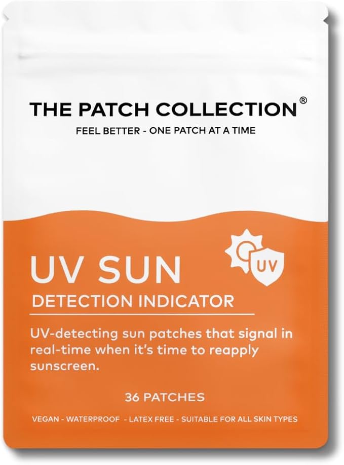 The Patch Collection® – UV Sun Detection Indicator Patch | Hydrocolloid, Photochromic Violet Dye (Pack of 36)