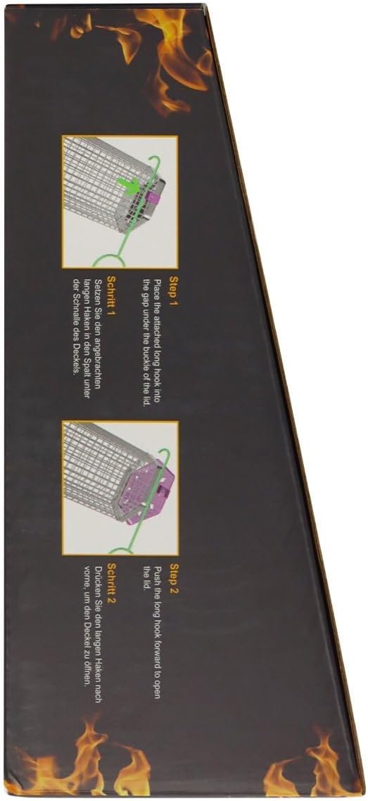 Grill Basket Set, Removable Wooden Handle, 304 Stainless Steel, Rolling BBQ Tools, Smoker Grilling Accessories for Vegetable Fish, Outdoor Cooking Camping, Birthday Gifts for Men Dad Husband