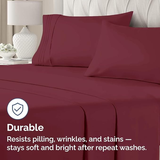 Pillowcases - Ultra Soft Hotel Quality Pillowcase Covers - Comfy, Cozy & Wrinkle Free - Shrinkage and Fade Resistant - Machine Washable Pillow Protectors - (King, Burgundy, 4 Piece Set)