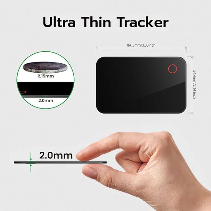 Ultra-Thin Bluetooth Tracker Card 2mm, Wallet Tracker, IP65 Waterproof Smart Tracker Works with Find My App, 24 Months Battery Life, for Luggage Wallets Backpacks,ect (iOS Only)