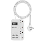 6 USB(2 USB C) Travel Power Strip- Flat Plug Extension Cord 3 Feet with 4.8A 24W USB Charging Station and 4 Outlets, 3 FT Short Extension Cord Portable for Travel Cruise Office College Dorm