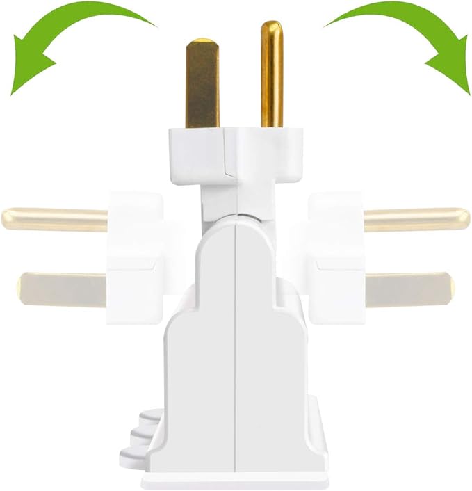 3 Outlet Wall Adapter, VSEER ETL Listed 3-Prong Grounded 180 Degree Swivel Indoor AC Mini Plug Wall Outlet Extender Tap White (2 Pack)