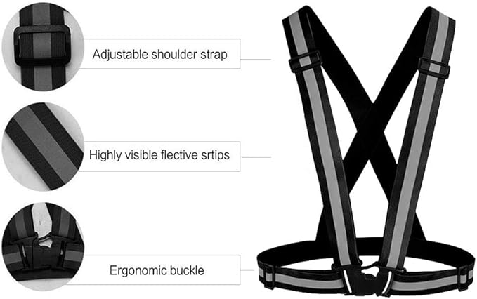Reflective Vest Running Gear 3Pack, Adjustable Safety Vests High Visible Reflective Belt Straps