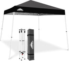 EAGLE PEAK 10x10 Slant Leg Pop-up Canopy Tent Easy One Person Setup Instant Outdoor Beach Canopy Folding Portable Sports Shelter 10x10 Base 8x8 Top (Black)