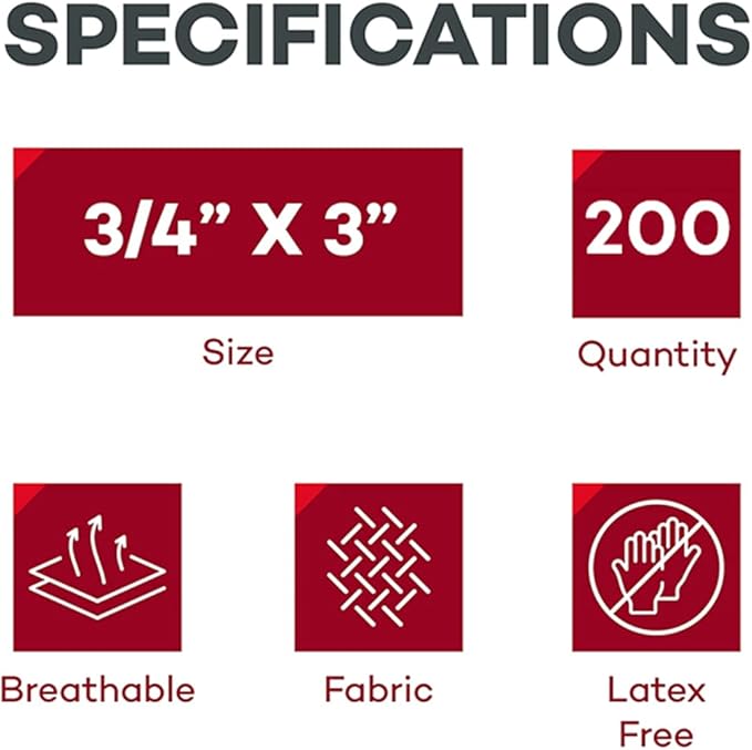 Dealmed Fabric Flexible Adhesive Bandages – 100 Count (2 Pack) Bandages with Non-Stick Pad, Latex Free, Wound Care for First Aid Kit, 3" x 3/4"
