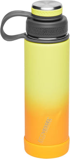 EcoVessel Stainless Steel Water Bottle with Insulated Dual Lid, Insulated Water Bottle with Strainer and Silicone Bottle Bumper, Coffee Mug – 20oz (Summer Sun)