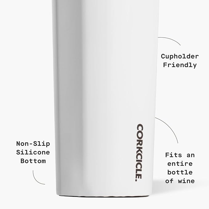 Corkcicle Classic Canteen Insulated Water Bottle - Stainless Steel Reusable Tumbler - Triple Insulated - Keeps Drinks Cold 25 Hours or Hot 12 Hours - Cupholder Friendly - Gloss White - 25 oz