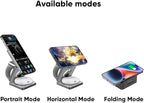 LUNOX 3-in-1 Wireless Charger for iPhone - Apple Watch & AirPods - Foldable Magnetic Fast Charging Dock - Black - White