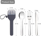 Sophico Travel Utensils Set for Camping and Kids Lunch Box, Stainless Steel Fork and Spoon, Knife Silverware Flatware Sets with Silicone Case - Portable & Leak-proof, Dishwasher Safe (Dark Grey)
