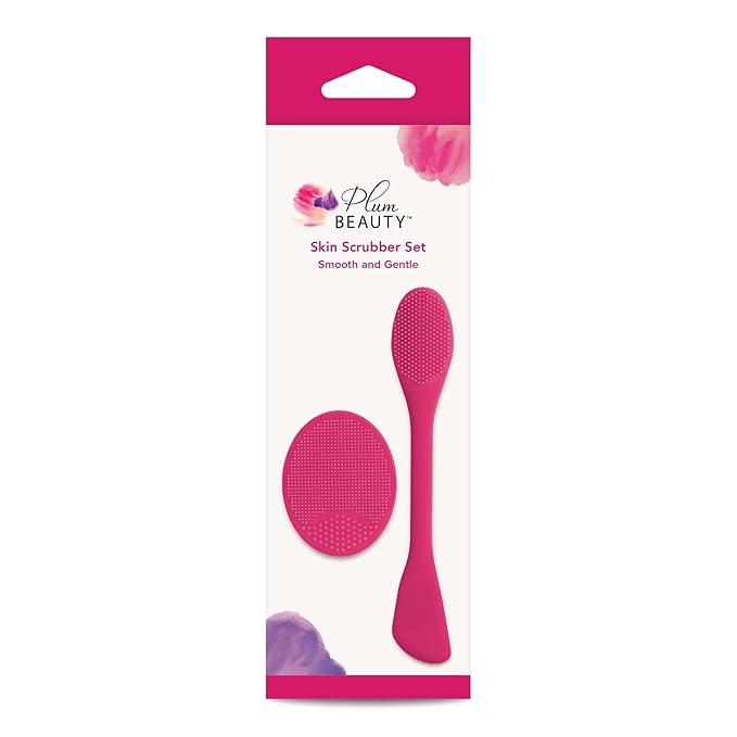 Plum Beauty Facial Skin Scrubber Set – Removes Dirt, Opens Pores, Exfoliates Skin, Wall Suction Back