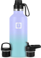 IRON °FLASK Camping & Hiking Hydration Canteens - 3 Lids (Narrow Spout Lid) Leak Proof Vacuum Insulated Stainless Steel - Hot & Cold Double Walled Sports Water Bottle - Cotton Candy, 32 Oz