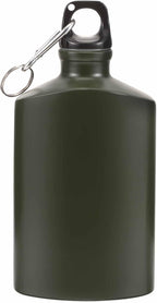 Portable Aluminum Water Canteen with Hook Aluminum Flat Military Canteen Water Bottle for Outdoor Travel Hiking Sport Recreation Supply