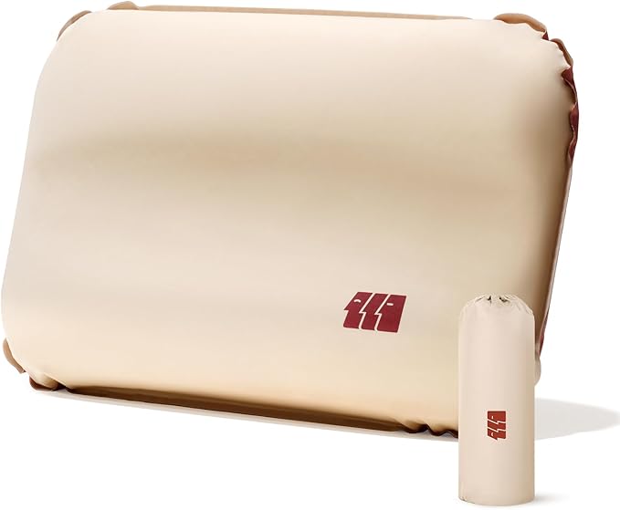 Camping Pillow with Memory Foam, Self-Inflating Portable Ultralight Inflatable Pillow for Neck Lumbar Support - Upgrade Backpacking Pillow Travel Air Pillows for Camping/Hiking/Backpacking (Khaki)