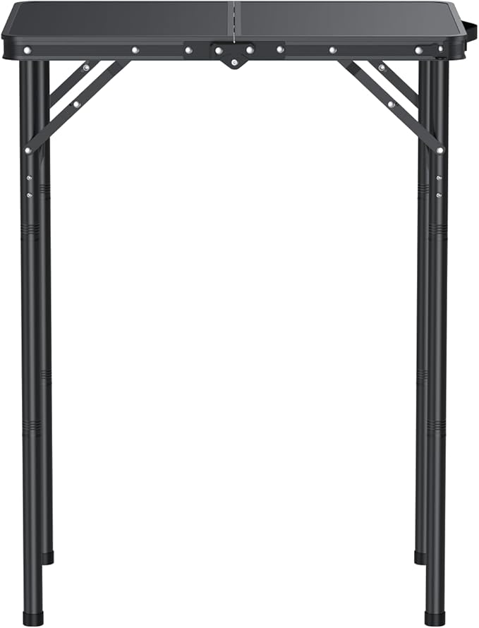 Folding Camping Table Portable Pinic Table 3 Level Height Adjustable Aluminum Alloy Small Foldable Camp Table Light Weight with Carry Handle for Outdoor Indoor Hiking Camp BBQ Beach