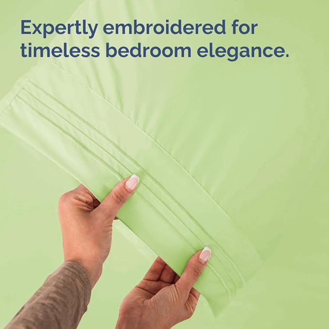 Pillowcases - Ultra Soft Hotel Quality Pillowcase Covers - Comfy, Cozy & Wrinkle Free - Shrinkage and Fade Resistant - Machine Washable Pillow Protectors - (Queen, Light Sage Green, 4 Piece Set)